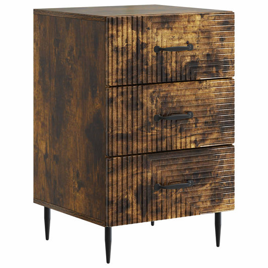 vidaXL Κομοδίνο με συρτάρι Καπνισμένο Ξύλο Δρυός 43 x 41 x 66,5 εκ.