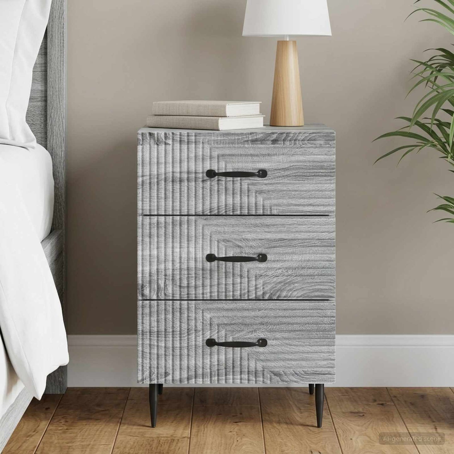 vidaXL Κομοδίνο Γκρι Sonoma 43 x 41 x 66,5 εκ. Επεξεργασμένο Ξύλο