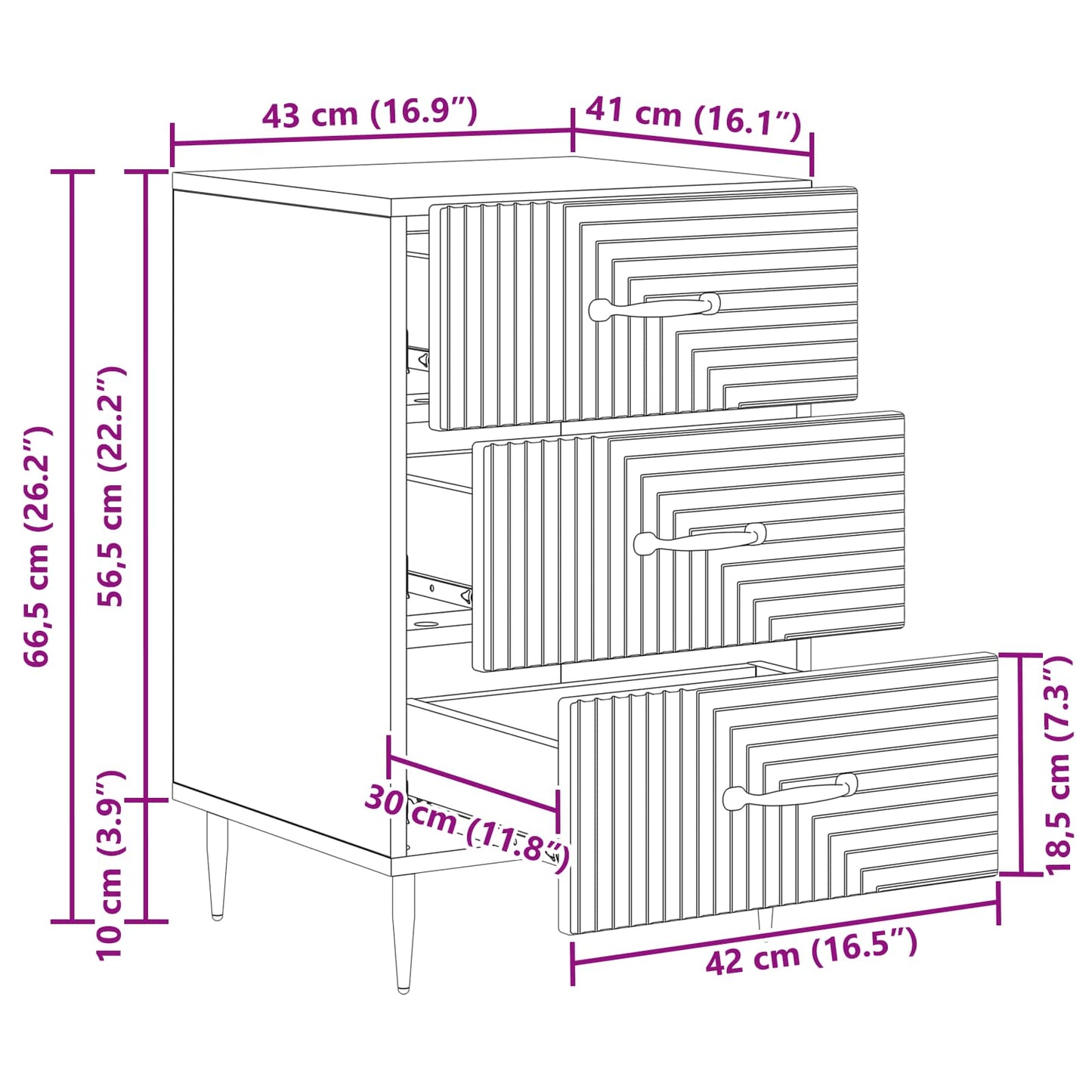 vidaXL Κομοδίνο Γκρι Sonoma 43 x 41 x 66,5 εκ. Επεξεργασμένο Ξύλο