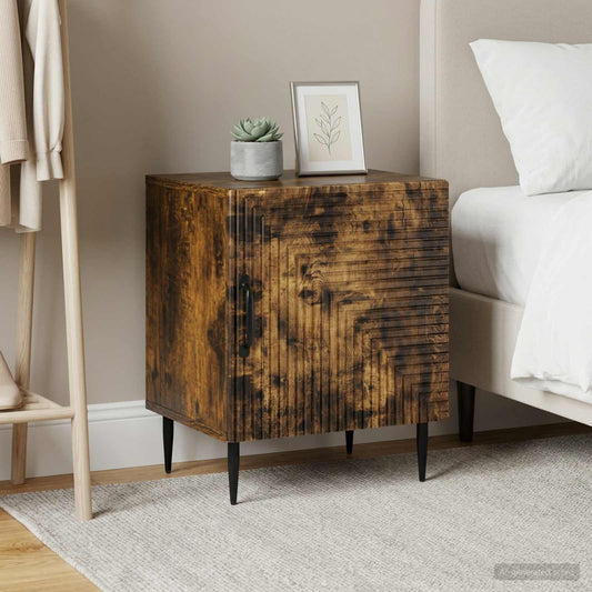 vidaXL Κομοδίνο 2 τμχ. Καπνισμένο Ξύλο Δρυός 43 x 34,5 x 50 εκ