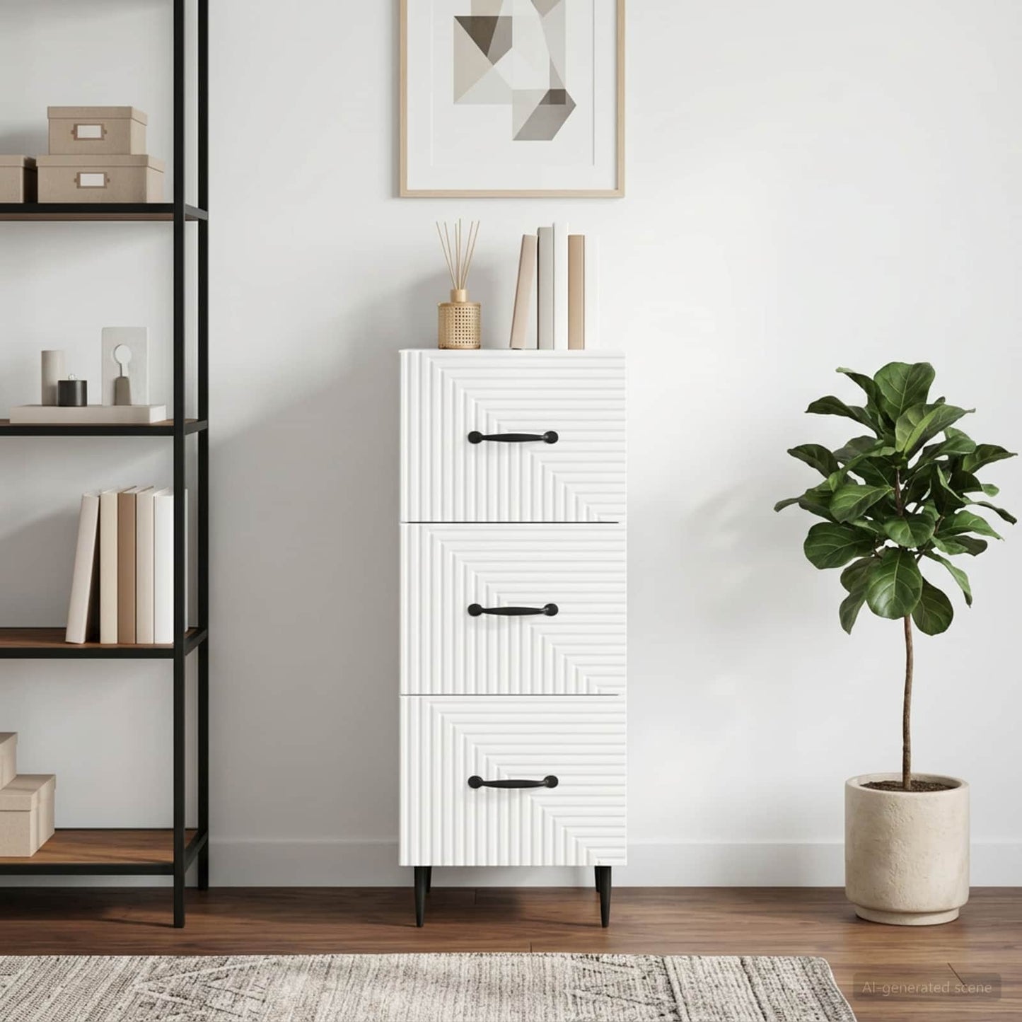 vidaXL Ντουλάπι με Συρτάρια Λευκό 33 x 34,5 x 89,5 εκ