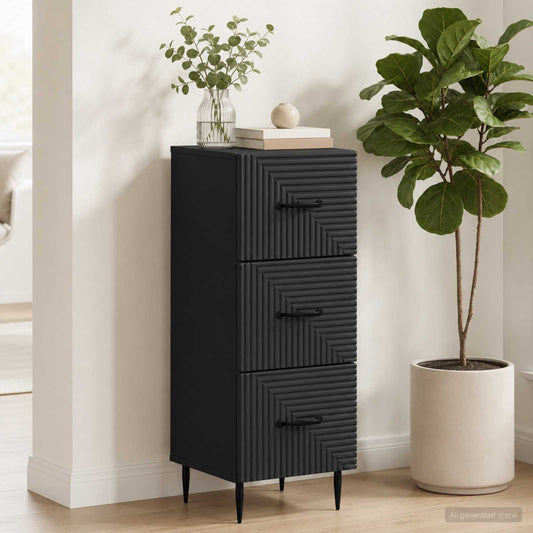 vidaXL Ντουλάπι με Συρτάρια Μαύρο 33 x 34,5 x 89,5 εκ
