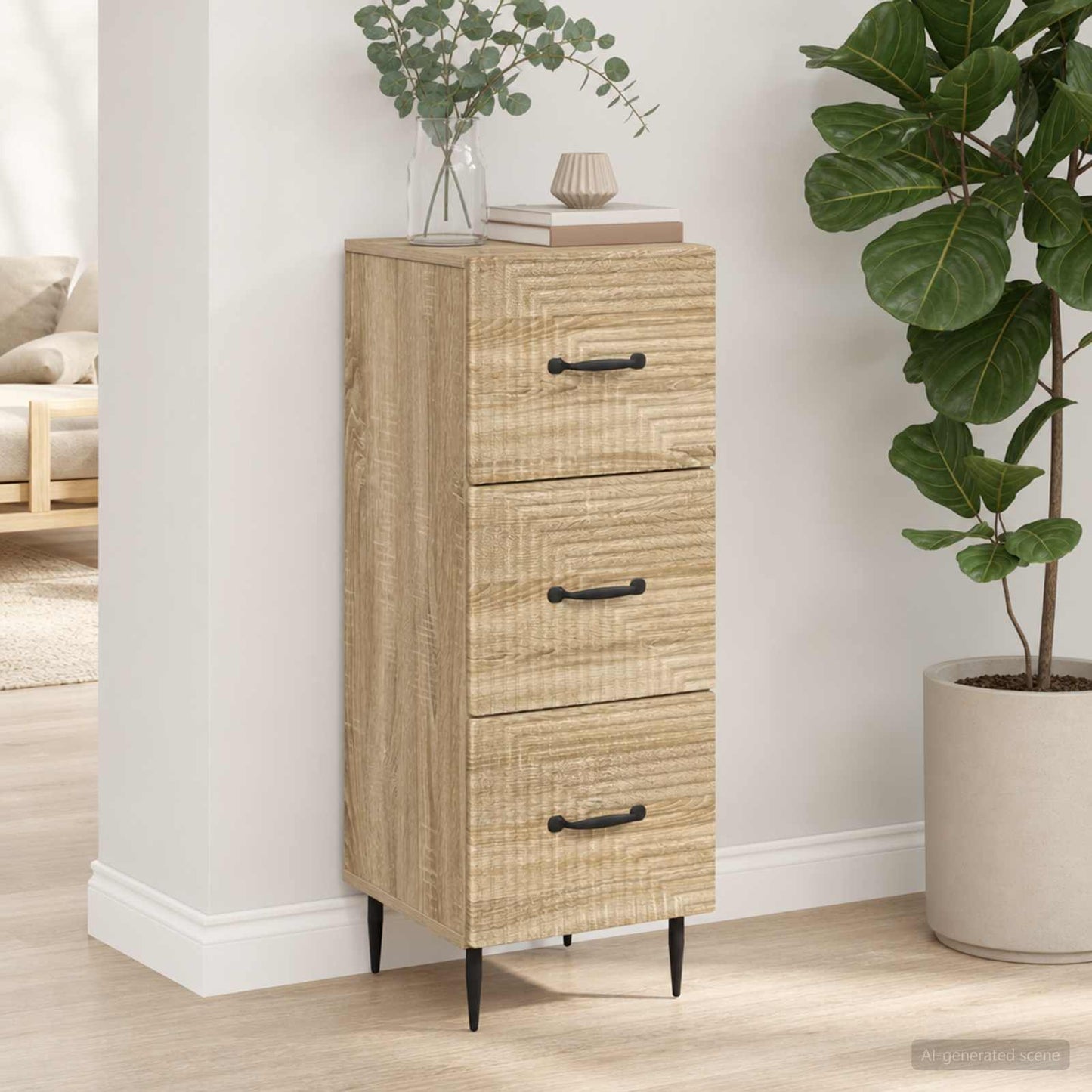 vidaXL Ντουλάπι με Συρτάρια Sonoma Δρυς 33 x 34,5 x 89,5 εκ