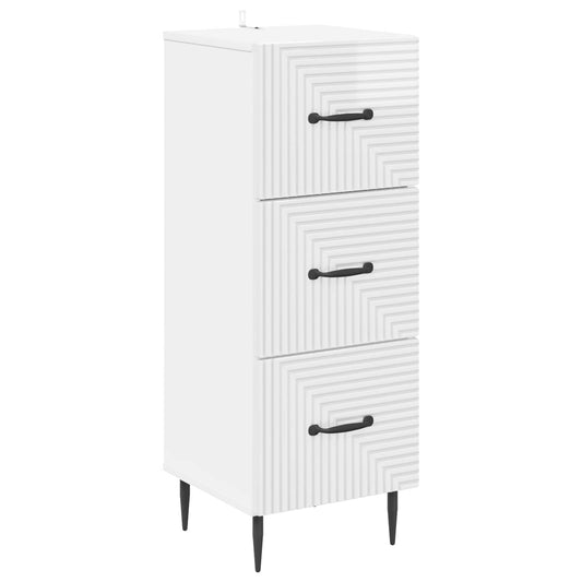 vidaXL Ντουλάπι με Συρτάρια Γυαλιστερό Λευκό 33 x 34,5 x 89,5 εκ