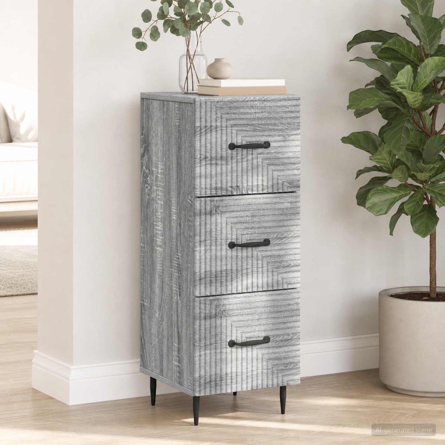 vidaXL Ντουλάπι με Συρτάρια Γκρι Sonoma 33 x 34,5 x 89,5 εκ