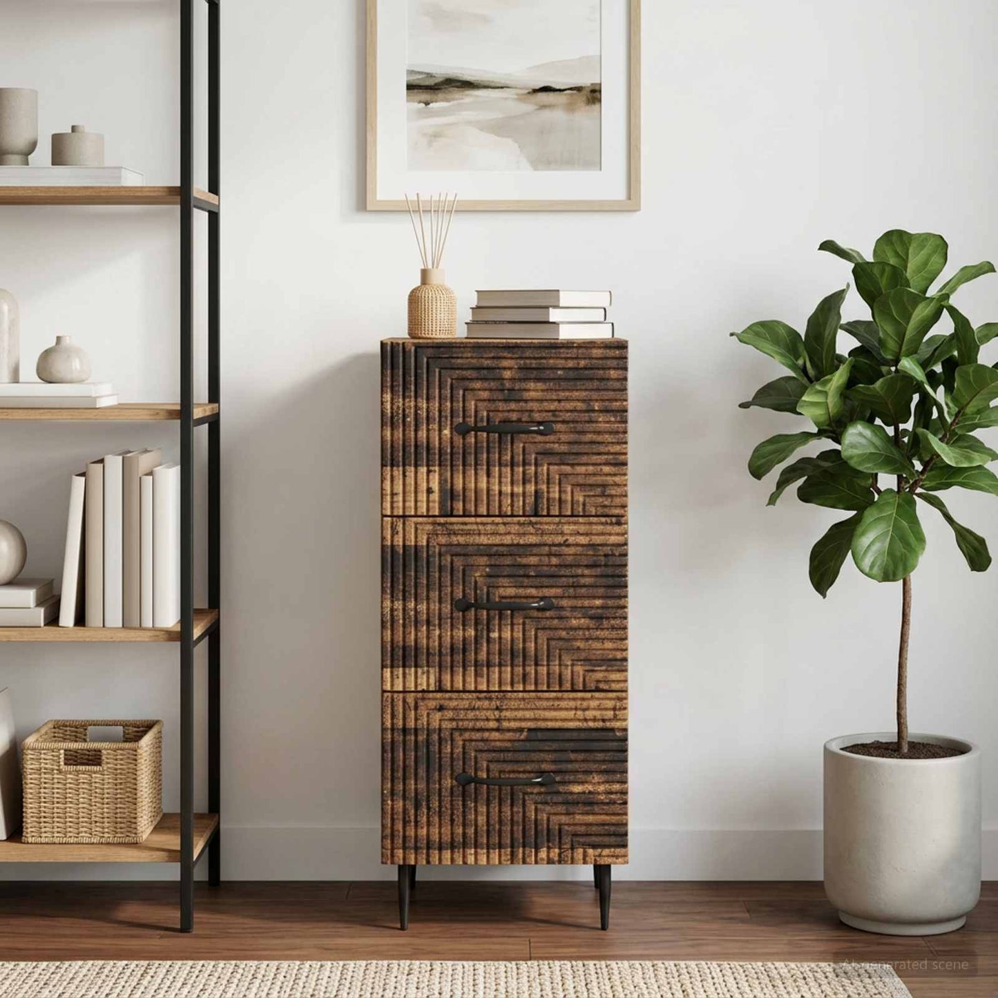 vidaXL Ντουλάπι με Συρτάρια Παλαιωμένο ξύλο 33 x 34,5 x 89,5 εκ