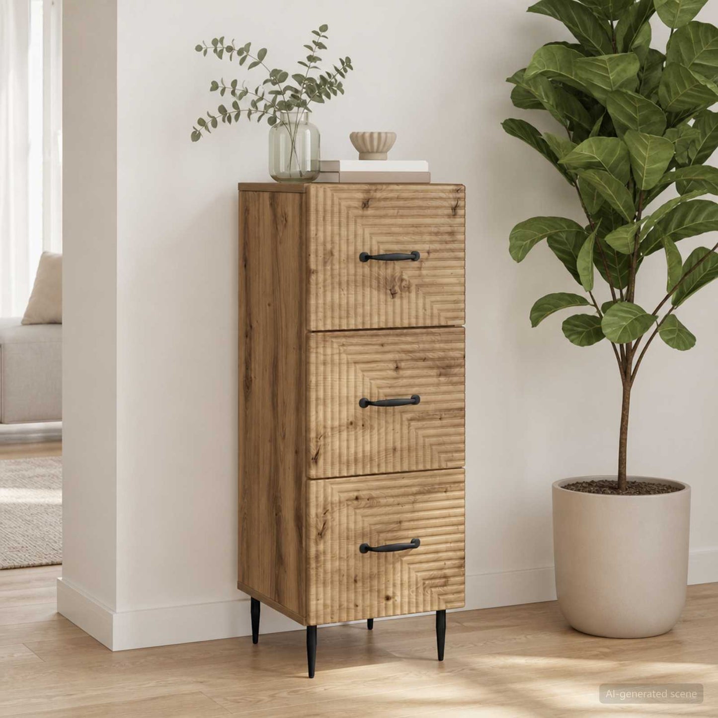 vidaXL Ντουλάπι με Συρτάρια 33 x 34,5 x 89,5 εκ Επεξεργασμένο Ξύλο
