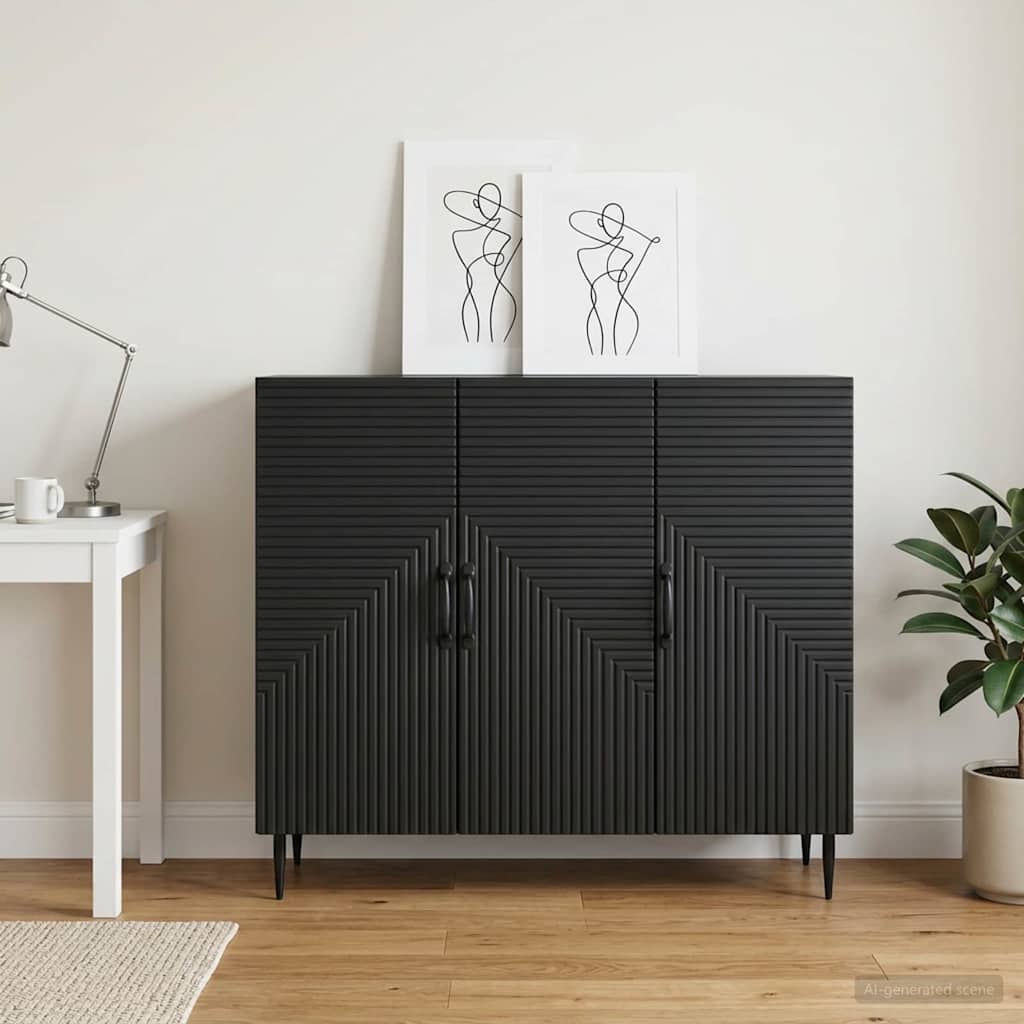 vidaXL Πλαϊνό γραφείο Μαύρο 89 x 34,5 x 80 εκ Επεξεργασμένο Ξύλο
