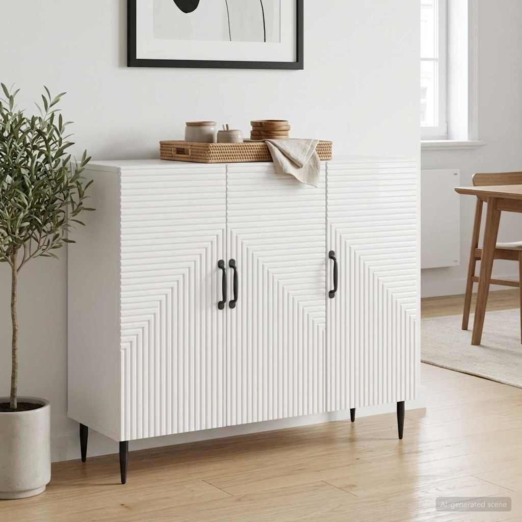vidaXL Πλαϊνό γραφείο Γυαλιστερό Λευκό 89 x 34,5 x 80 εκ