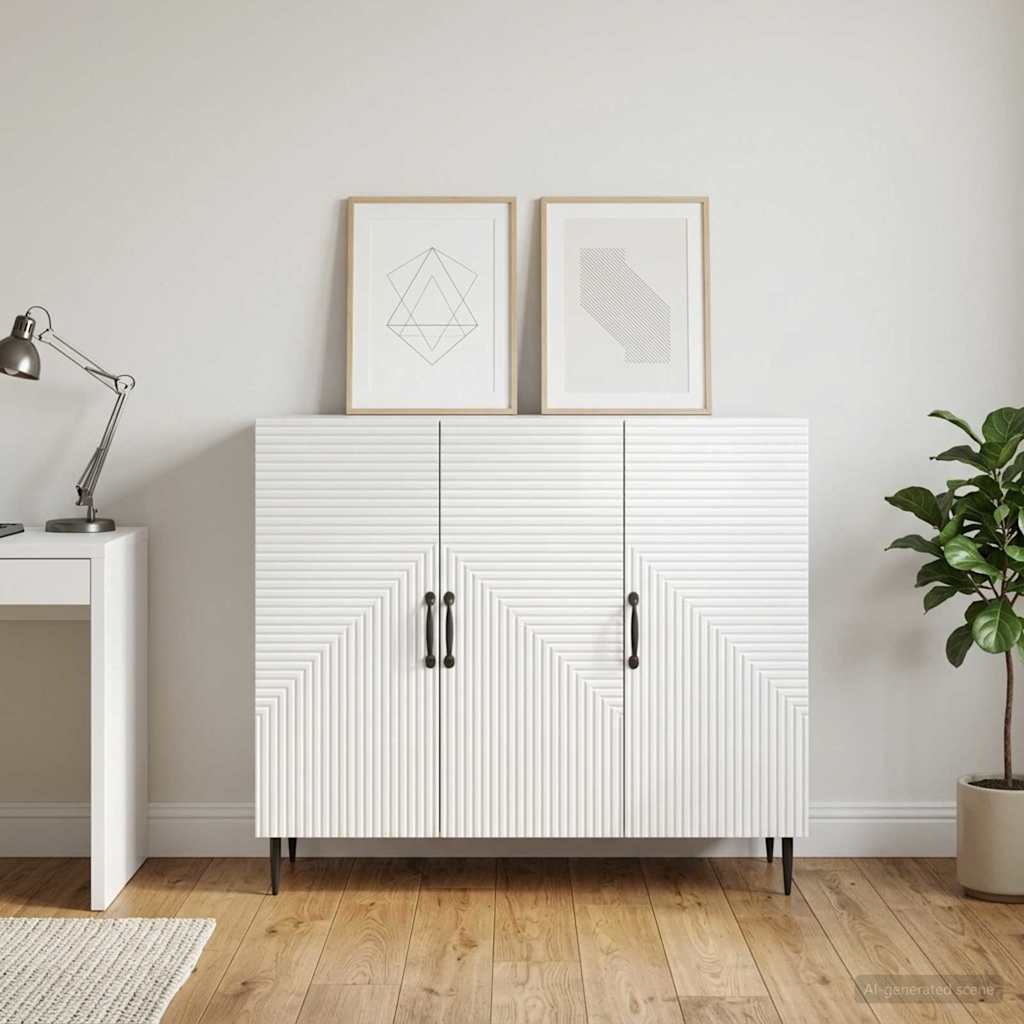 vidaXL Πλαϊνό γραφείο Γυαλιστερό Λευκό 89 x 34,5 x 80 εκ