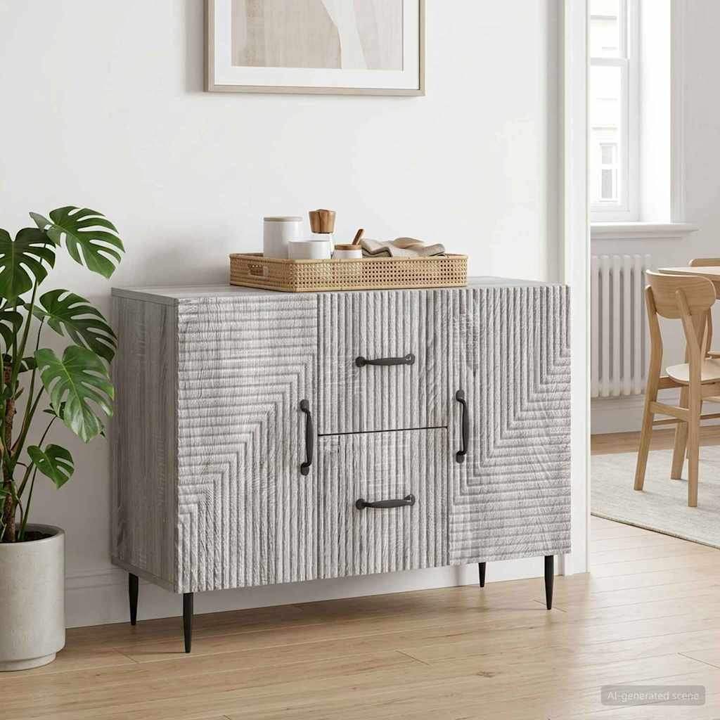 vidaXL Πλαϊνό γραφείο με συρτάρι Γκρι Sonoma 89 x 34,5 x 60 εκ.