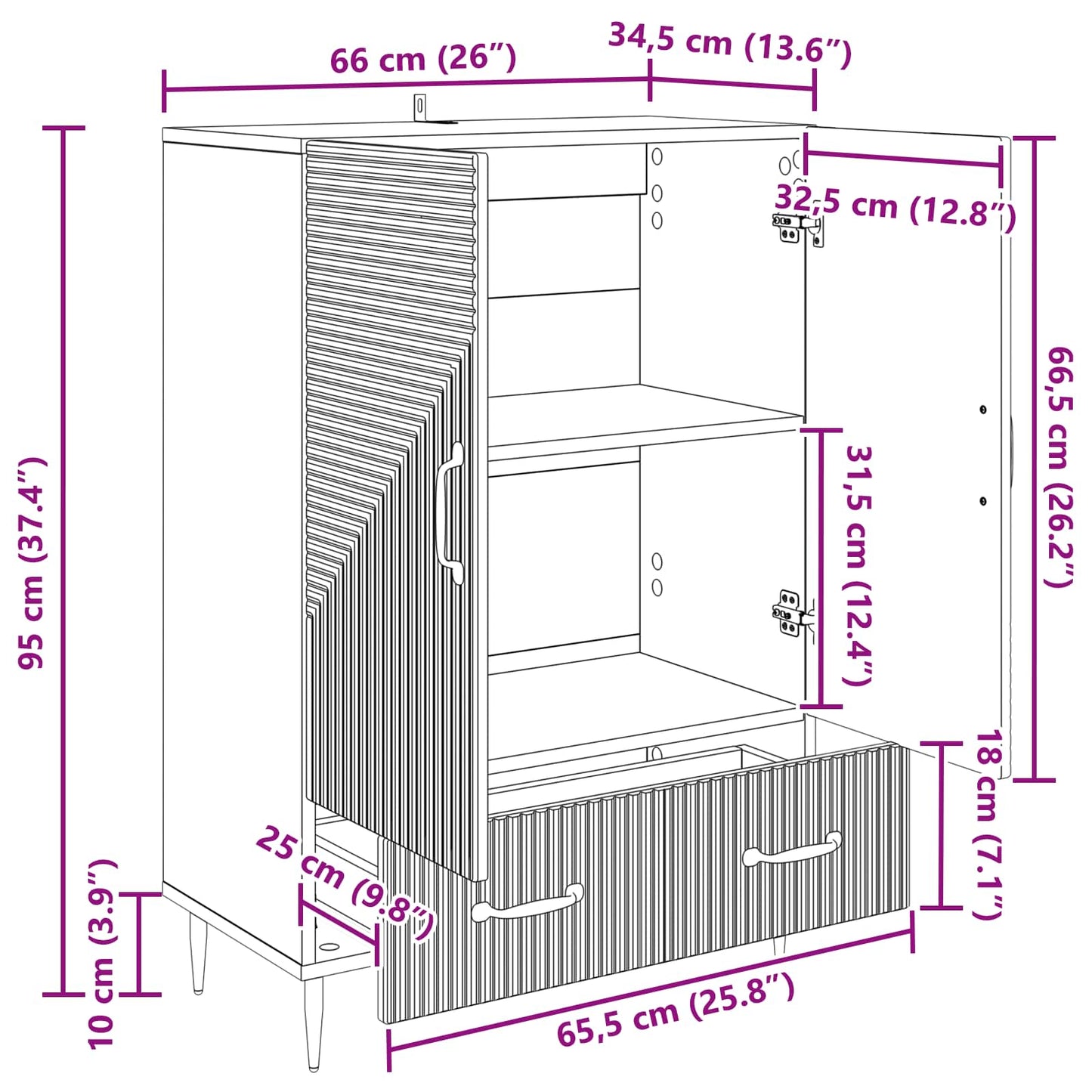 vidaXL Πλαϊνό γραφείο με συρτάρι Γκρι Sonoma 66 x 34,5 x 95 εκ.