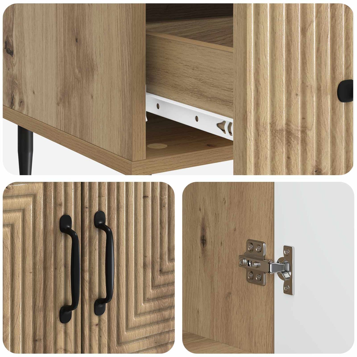 vidaXL Πλαϊνό γραφείο Artisan Δρυς 66 x 34,5 x 95 εκ.