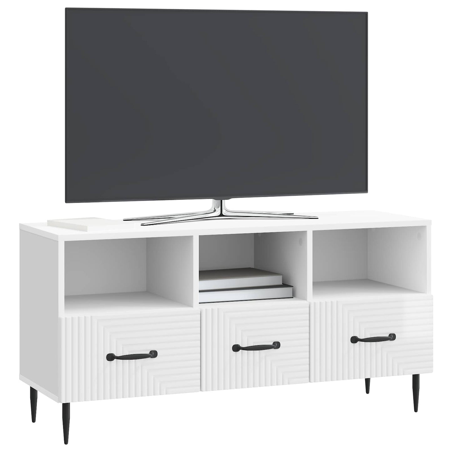 vidaXL Ντουλάπι TV με συρτάρι Γυαλιστερό Λευκό 102 x 34,5 x 50 εκ.