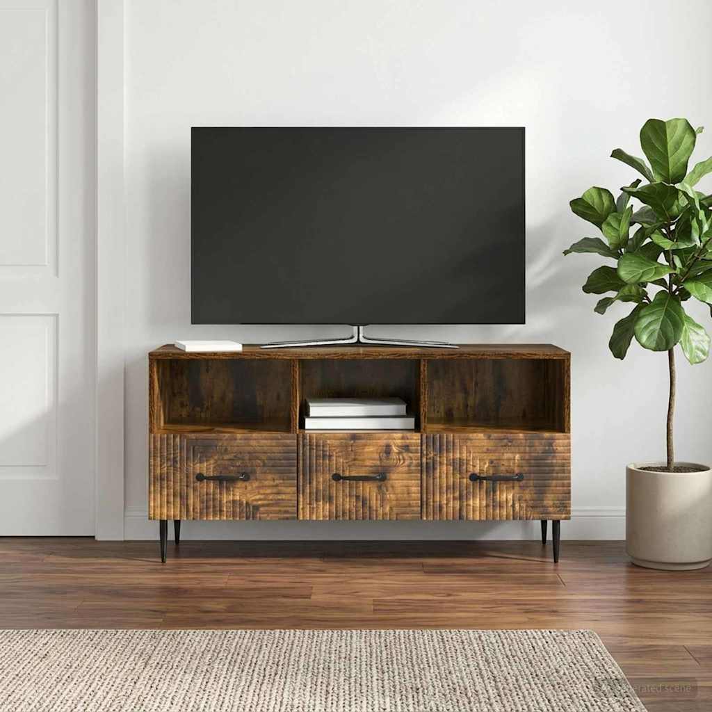 vidaXL Ντουλάπι TV Καπνισμένο Ξύλο Δρυός 102 x 34,5 x 50 εκ.