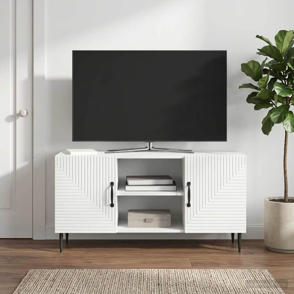 vidaXL Ντουλάπι TV Λευκό 102 x 34,5 x 50 εκ. Επεξεργασμένο Ξύλο