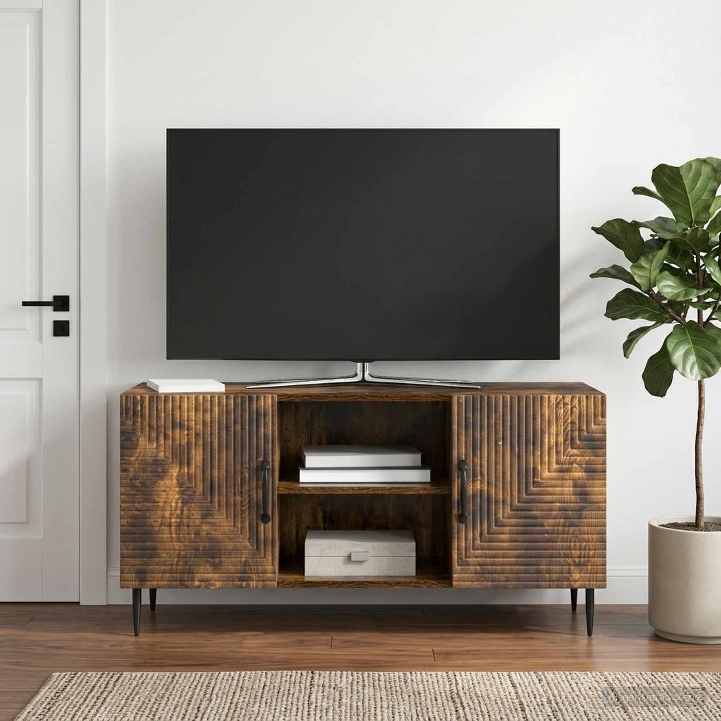 vidaXL Ντουλάπι TV Καπνισμένο Ξύλο Δρυός 102 x 34,5 x 50 εκ.