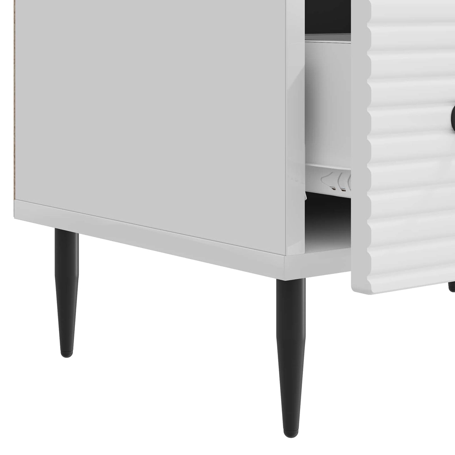 vidaXL Ντουλάπι TV με συρτάρι Γυαλιστερό Λευκό 147 x 34,5 x 30 εκ