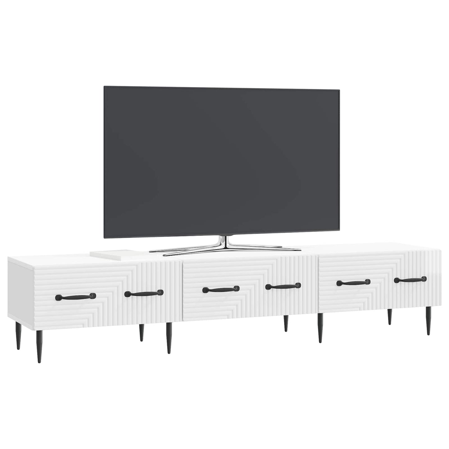 vidaXL Ντουλάπι TV με συρτάρι Γυαλιστερό Λευκό 147 x 34,5 x 30 εκ