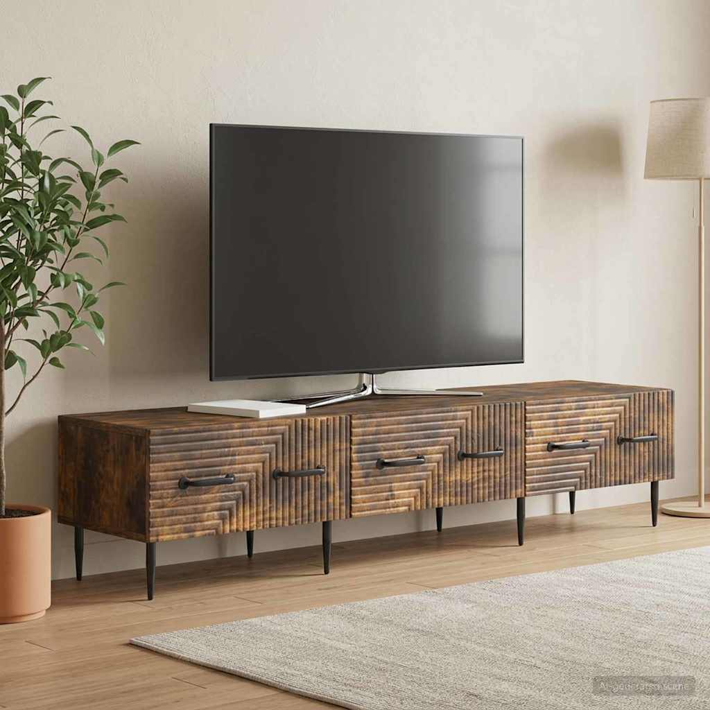 vidaXL Ντουλάπι TV με συρτάρι Καπνισμένο Ξύλο Δρυός 147 x 34,5 x 30 εκ