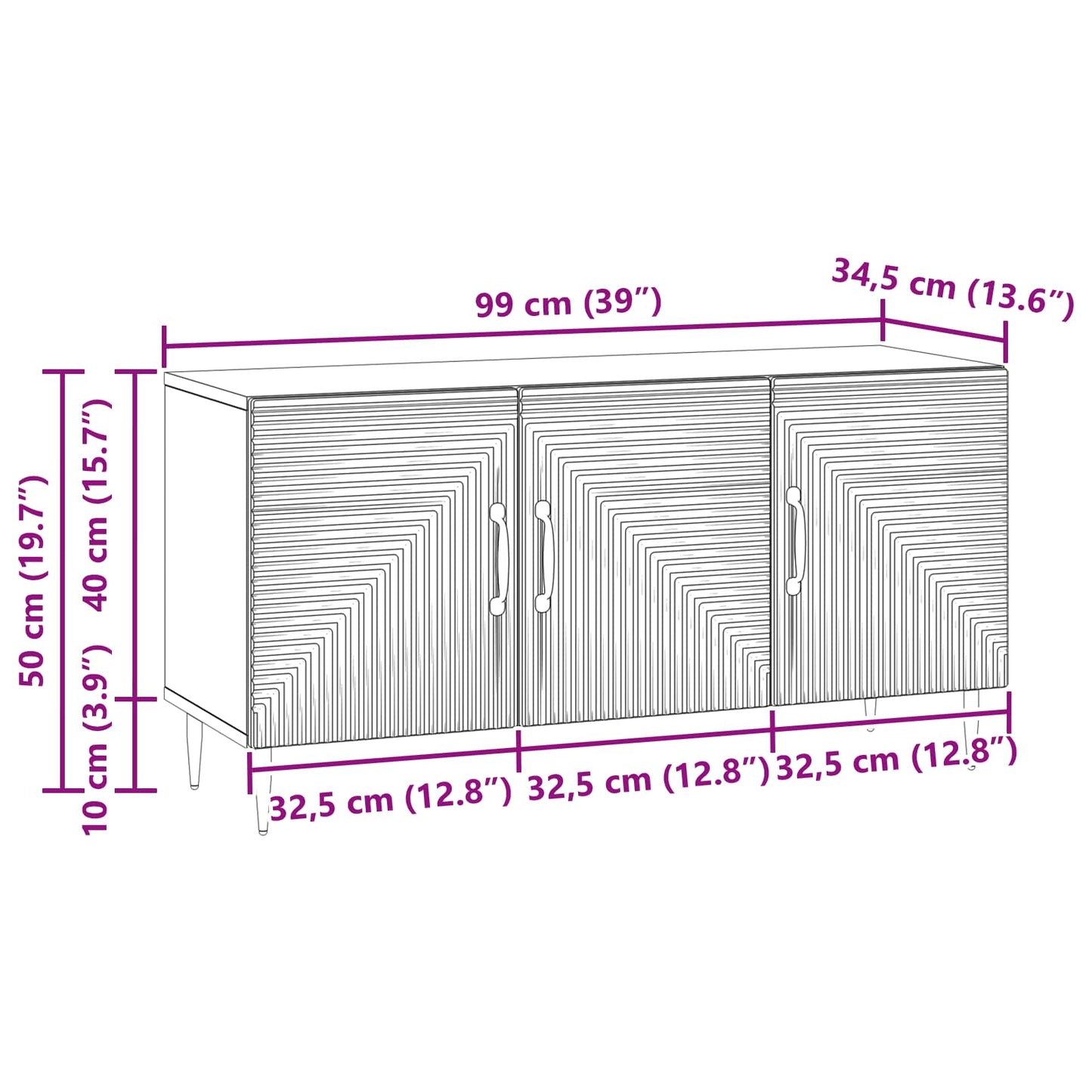 vidaXL Ντουλάπι TV Μαύρο 99 x 34,5 x 50 εκ. Επεξεργασμένο Ξύλο