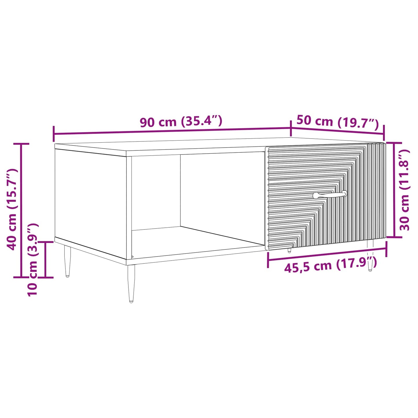vidaXL Τραπεζάκι σαλονιού Sonoma Δρυς 90 x 50 x 40 cm