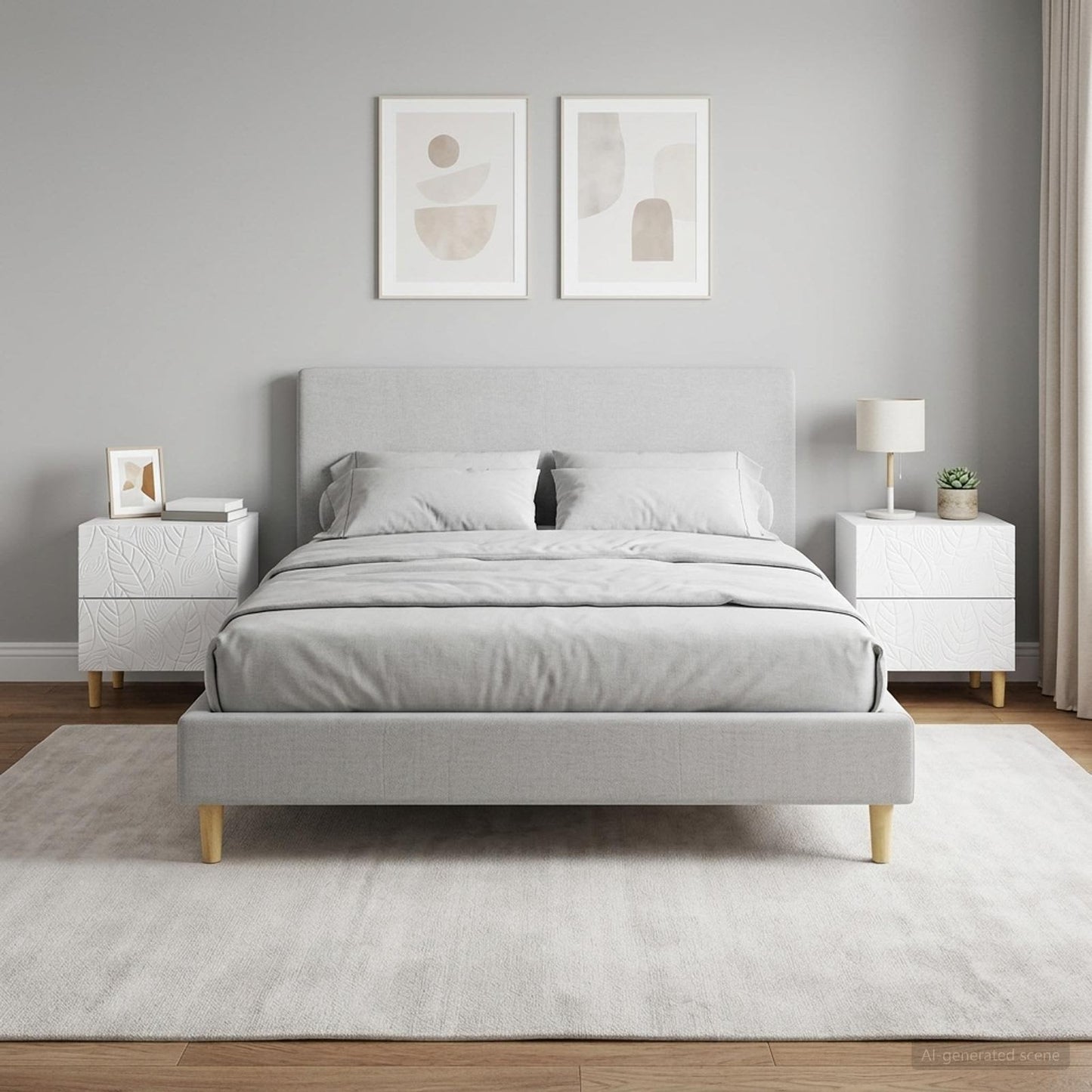 vidaXL Κομοδίνο 2 τμχ. Γυαλιστερό Λευκό 43 x 34,5 x 48 εκ