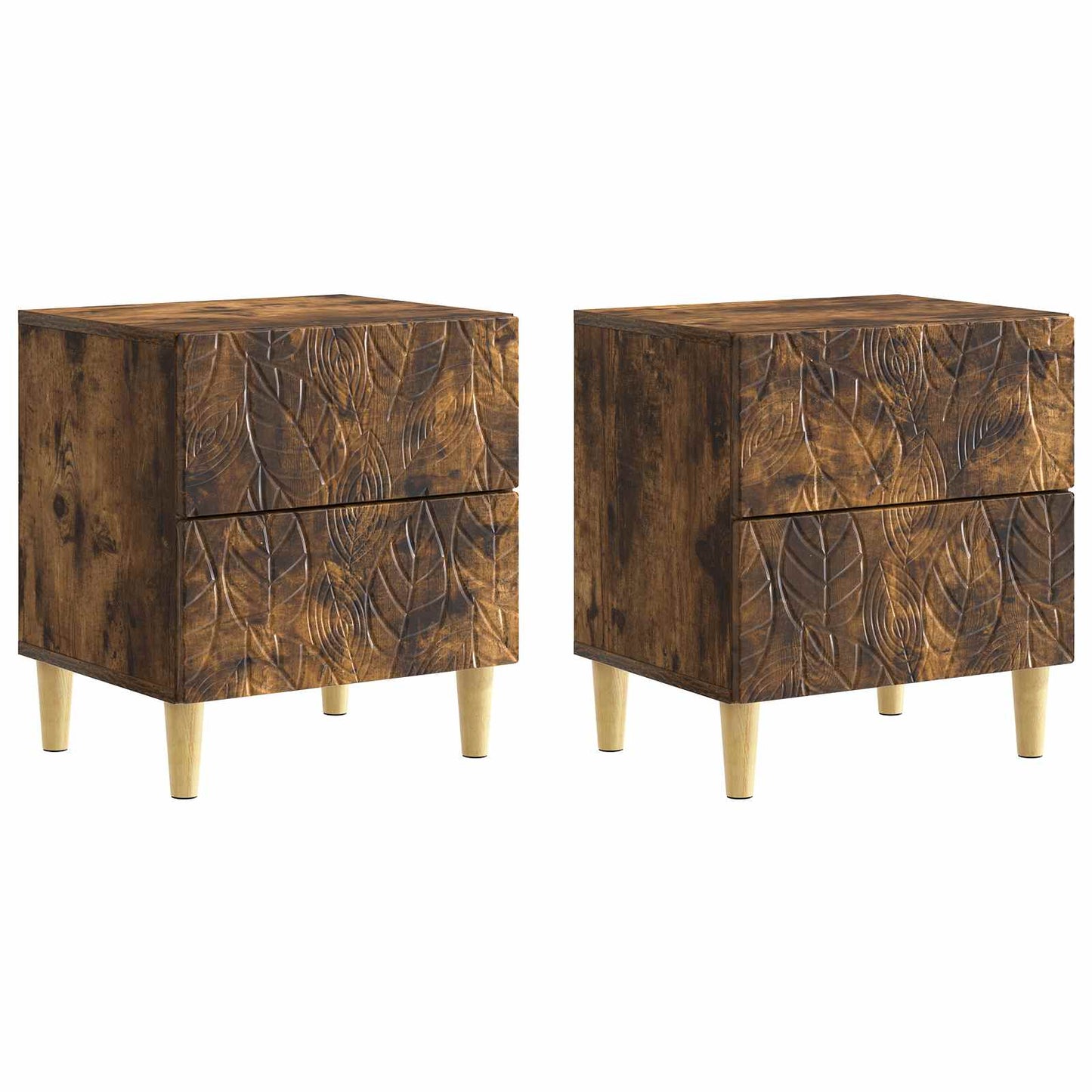 vidaXL Κομοδίνο 2 τμχ. Καπνισμένο Ξύλο Δρυός 43 x 34,5 x 48 εκ