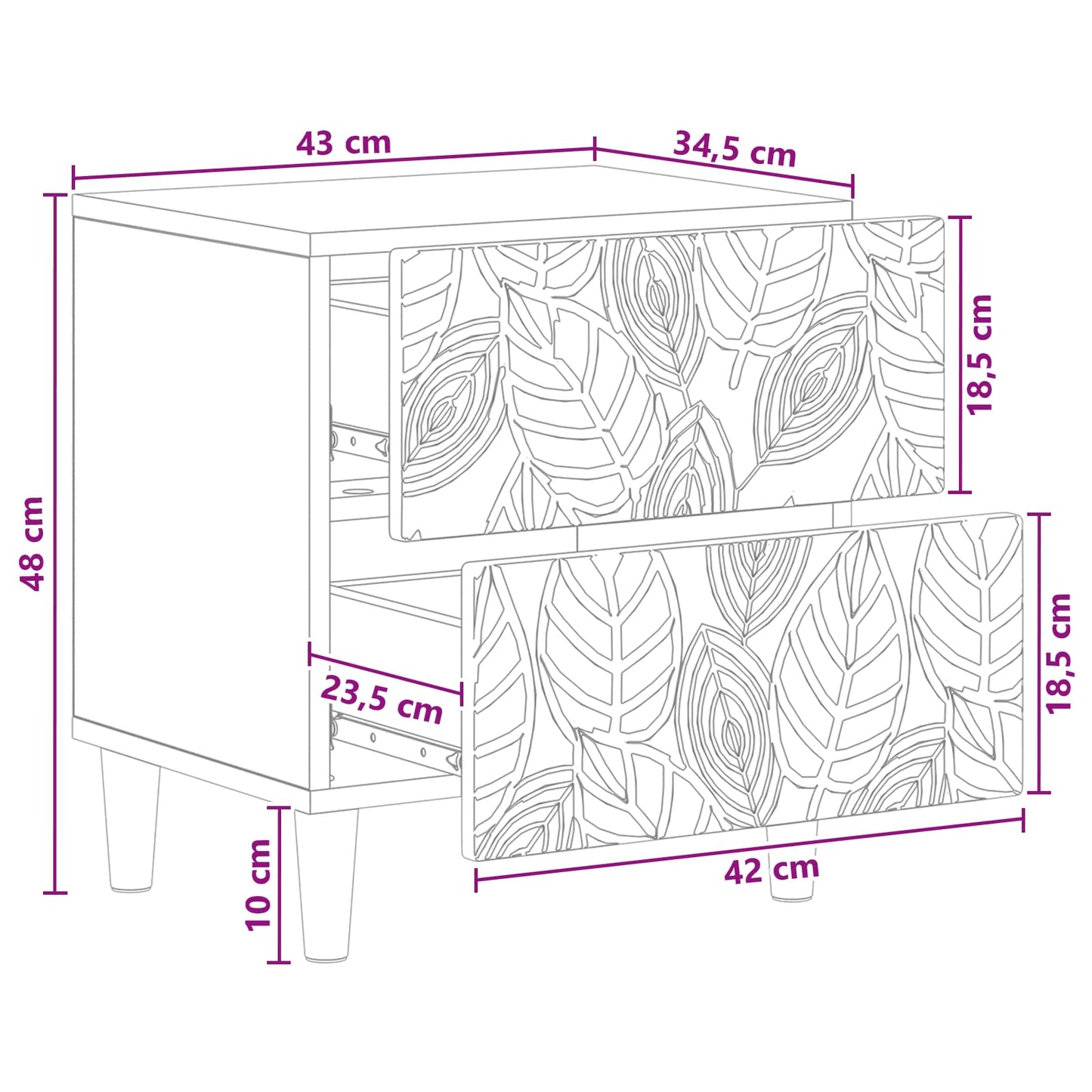 vidaXL Κομοδίνο Γκρι Sonoma 43 x 34,5 x 48 εκ Επεξεργασμένο Ξύλο