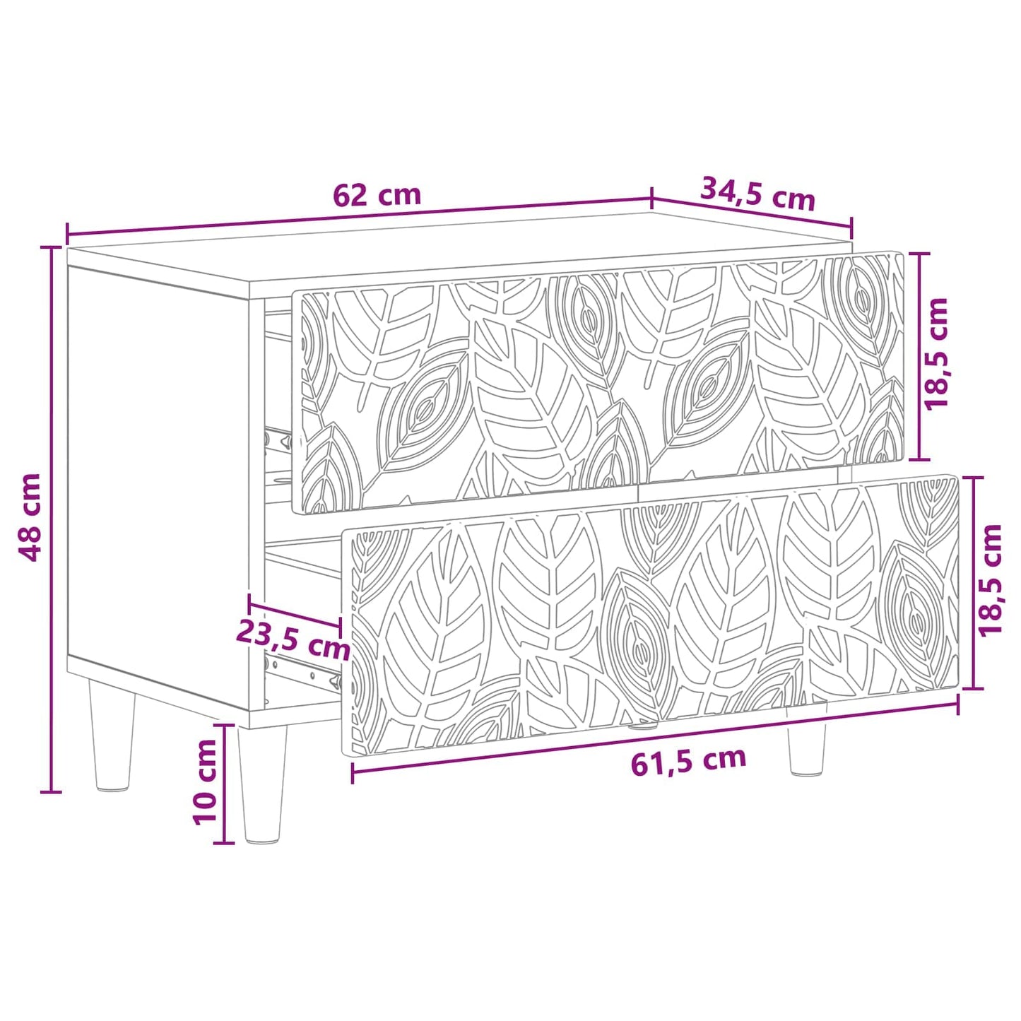 vidaXL Κομοδίνο Γκρι Sonoma 62 x 34,5 x 48 εκ Επεξεργασμένο Ξύλο