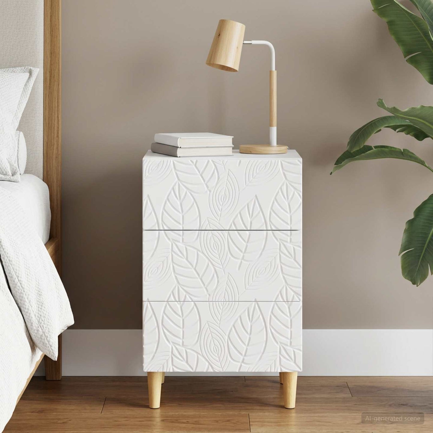 vidaXL Κομοδίνο Λευκό 43 x 39,5 x 66,5 εκ Επεξεργασμένο Ξύλο