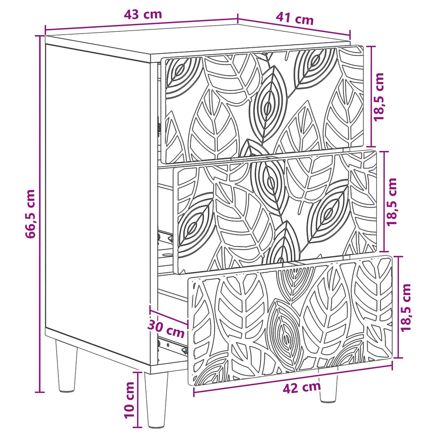 vidaXL Κομοδίνο Γκρι Sonoma 43 x 39,5 x 66,5 εκ Επεξεργασμένο Ξύλο