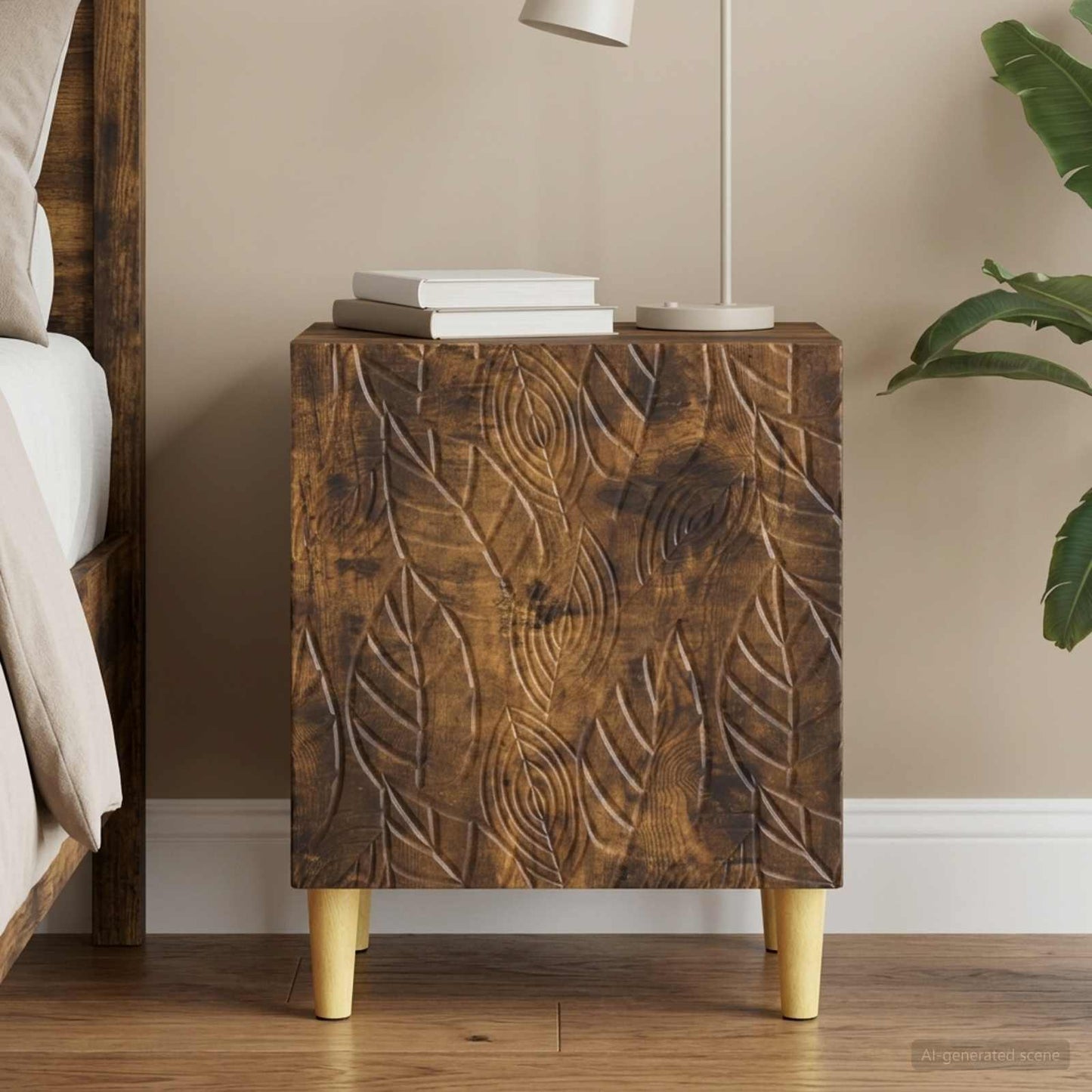 vidaXL Κομοδίνο Καπνισμένο Ξύλο Δρυός 43 x 34,5 x 50 εκ