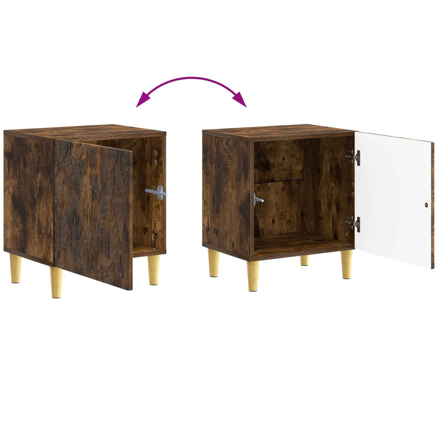 vidaXL Κομοδίνο Καπνισμένο Ξύλο Δρυός 43 x 34,5 x 50 εκ