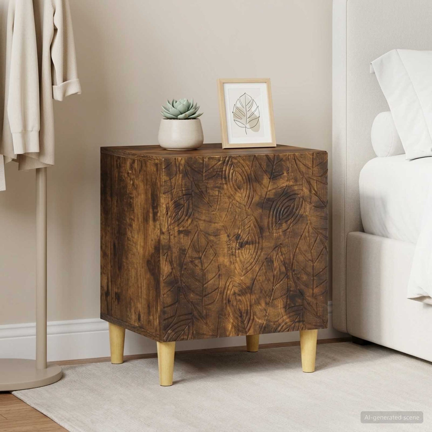 vidaXL Κομοδίνο 2 τεμ. Καπνισμένο Ξύλο Δρυός 43 x 34,5 x 50 εκ