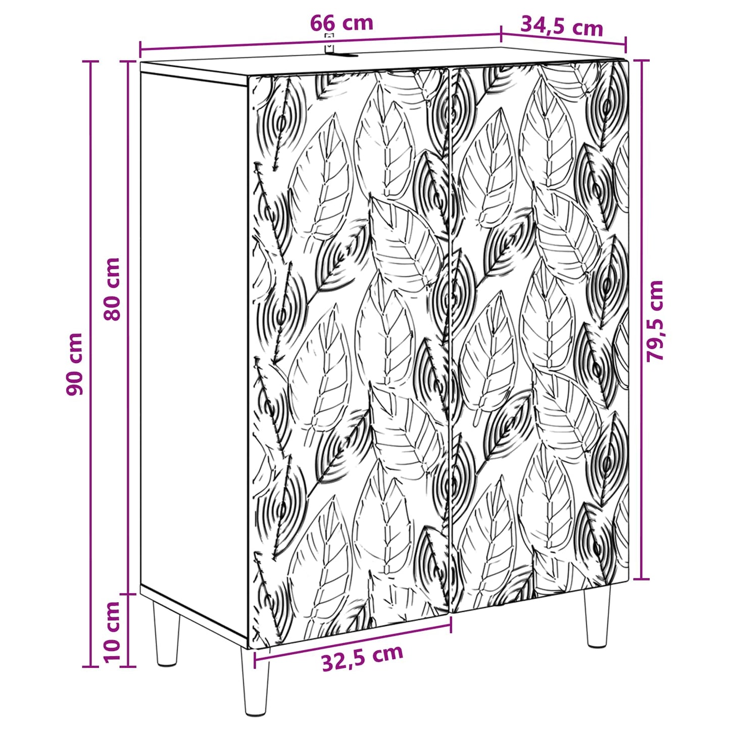 vidaXL Πλαϊνό γραφείο Artisan Δρυς 66 x 34,5 x 90 εκ