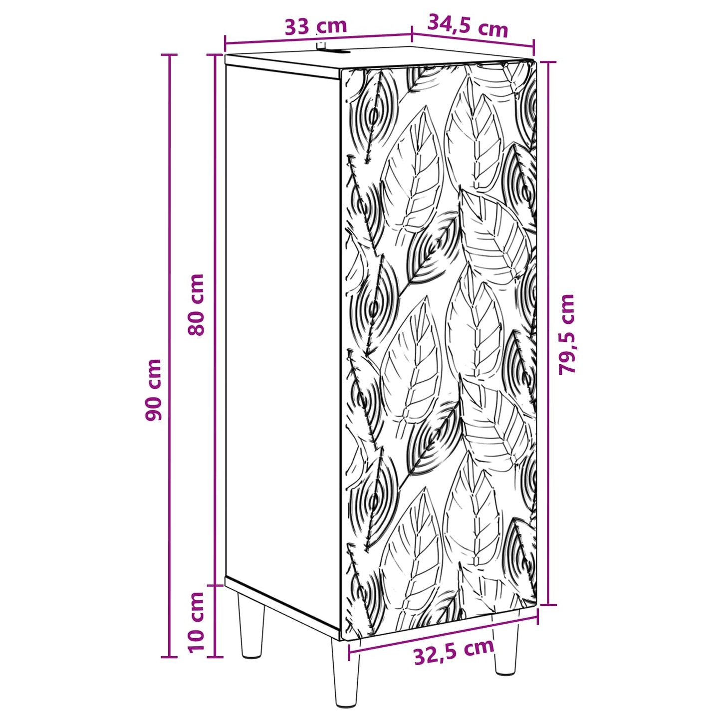 vidaXL Πλαϊνό γραφείο Καπνισμένο Ξύλο Δρυός 33 x 34,5 x 90 εκ