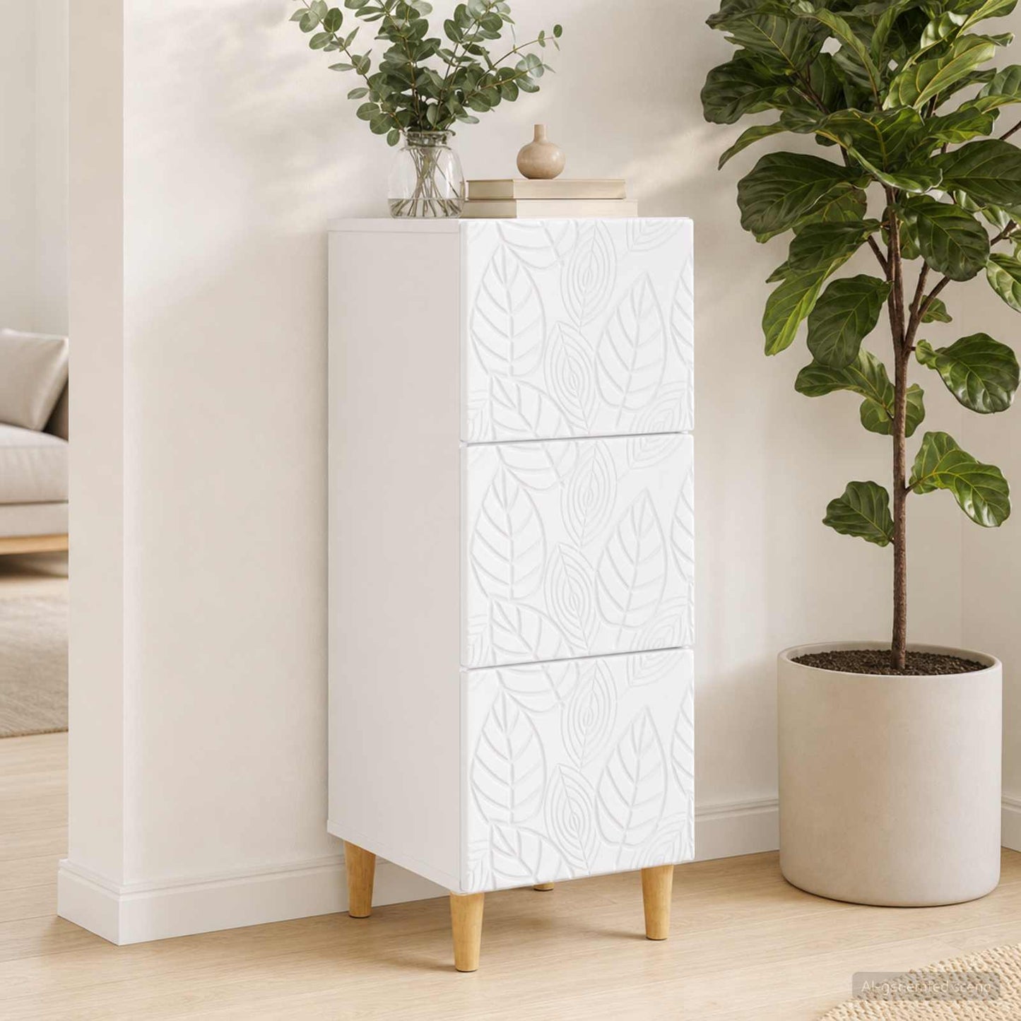 vidaXL Ντουλάπι με Συρτάρια 33 x 34,5 x 90 εκ Επεξεργασμένο Ξύλο Λευκό