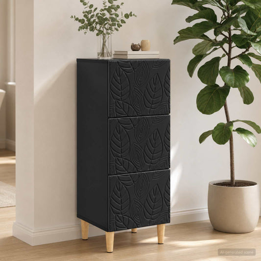 vidaXL Ντουλάπι με Συρτάρια 33 x 34,5 x 90 εκ Επεξεργασμένο Ξύλο Μαύρο