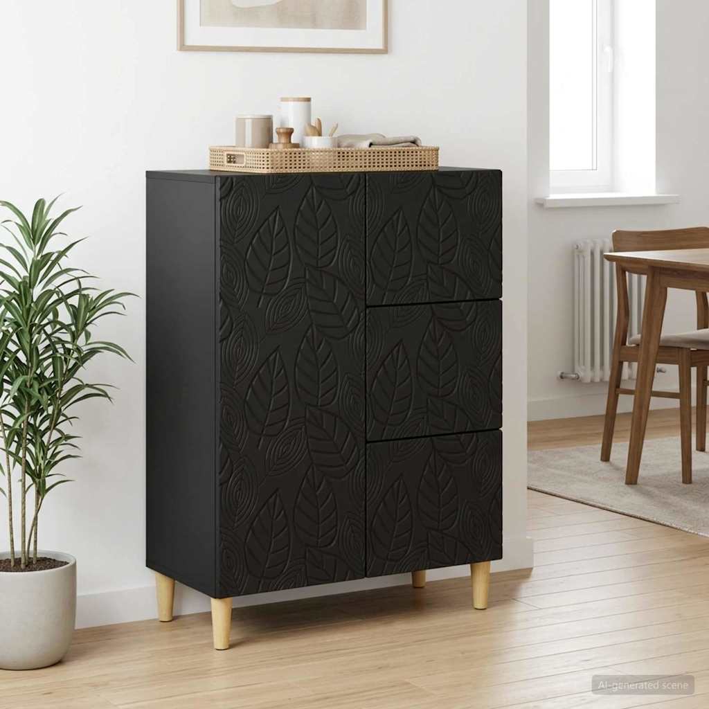 vidaXL Πλαϊνό γραφείο Μαύρο 66 x 34,5 x 90 εκ Επεξεργασμένο Ξύλο