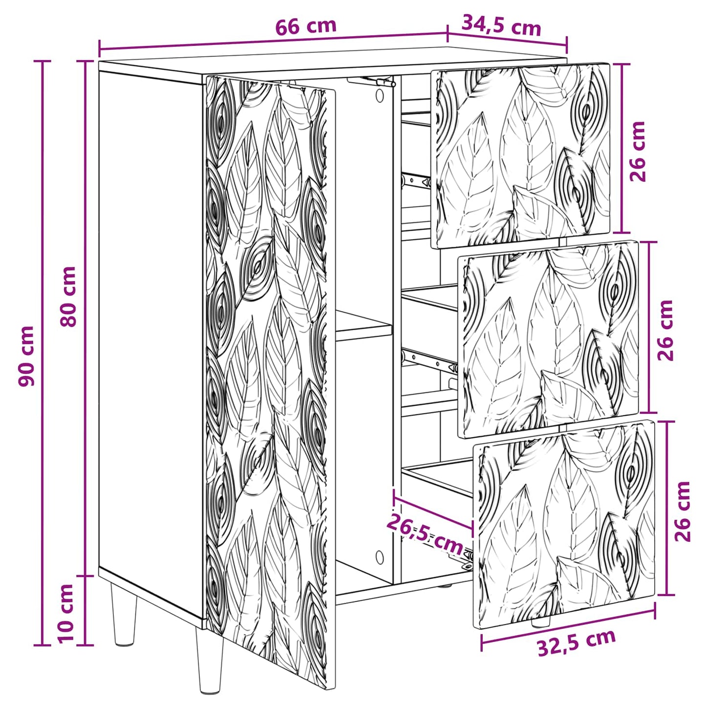 vidaXL Πλαϊνό γραφείο Γκρι Σκυροδέματος 66 x 34,5 x 90 εκ