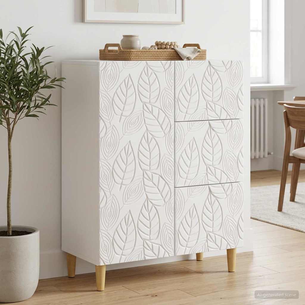 vidaXL Πλαϊνό γραφείο Γυαλιστερό Λευκό 66 x 34,5 x 90 εκ