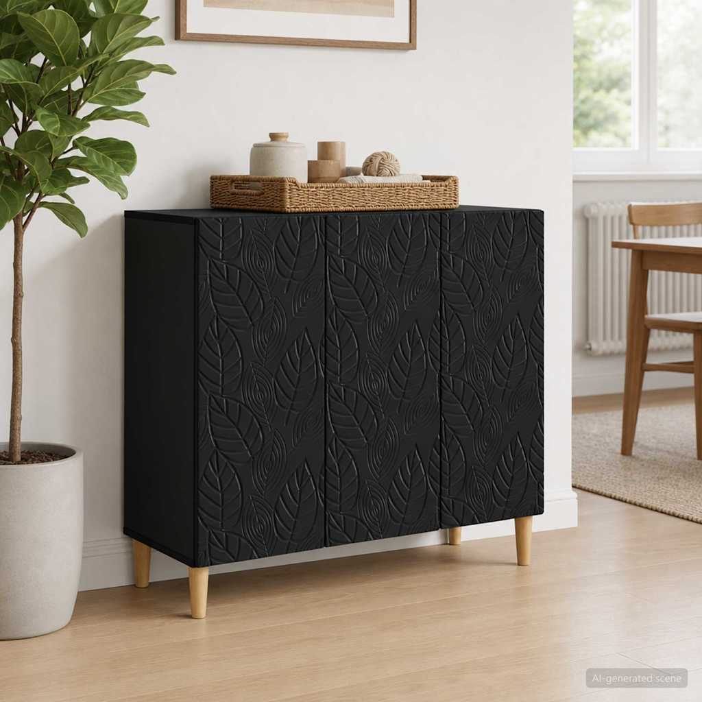 vidaXL Πλαϊνό γραφείο Μαύρο 89 x 34,5 x 80 εκ Επεξεργασμένο Ξύλο