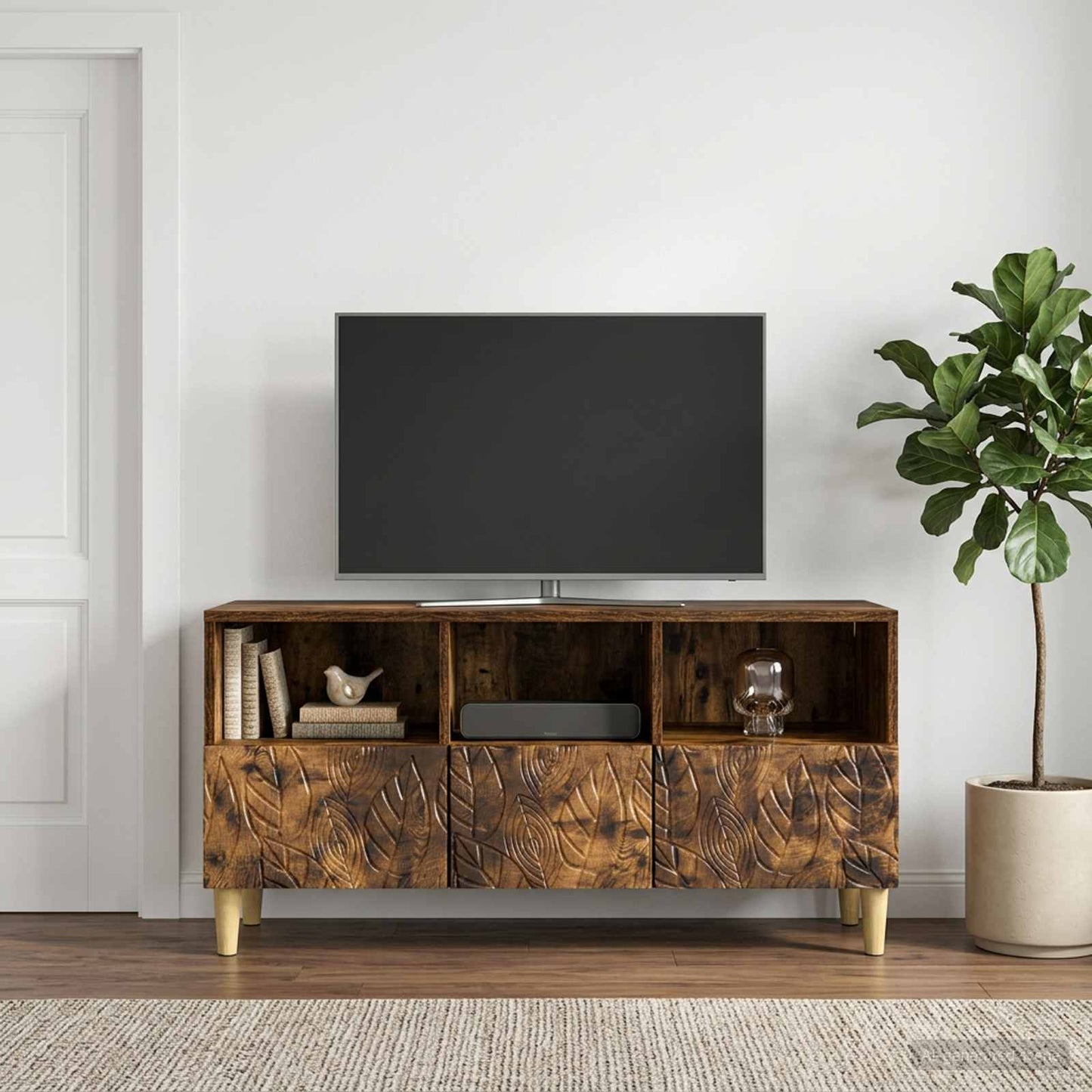 vidaXL Ντουλάπι TV 102 x 34,5 x 50 εκ. Καπνισμένο Ξύλο Δρυός