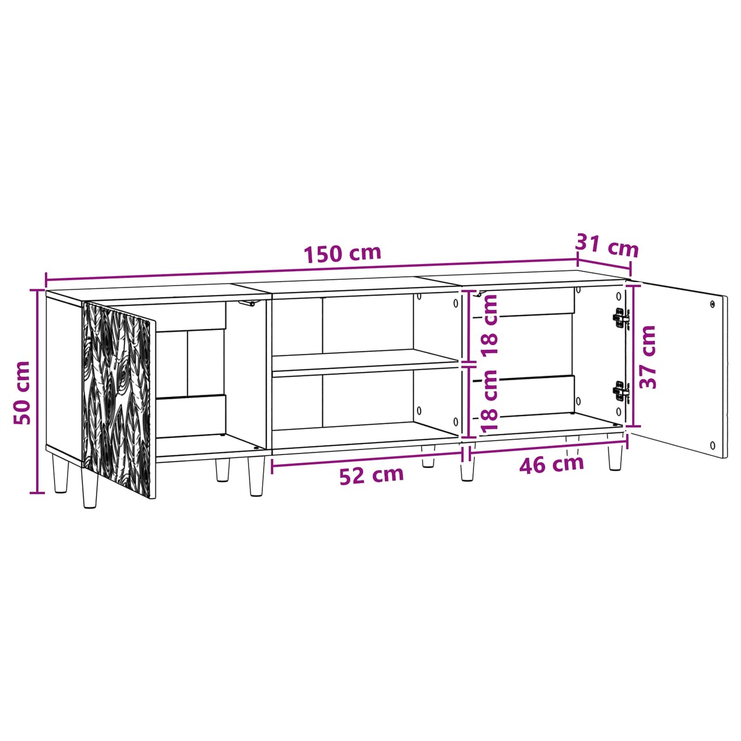 vidaXL Ντουλάπι TV 150 x 31 x 50 εκ. Γκρι Σκυροδέματος