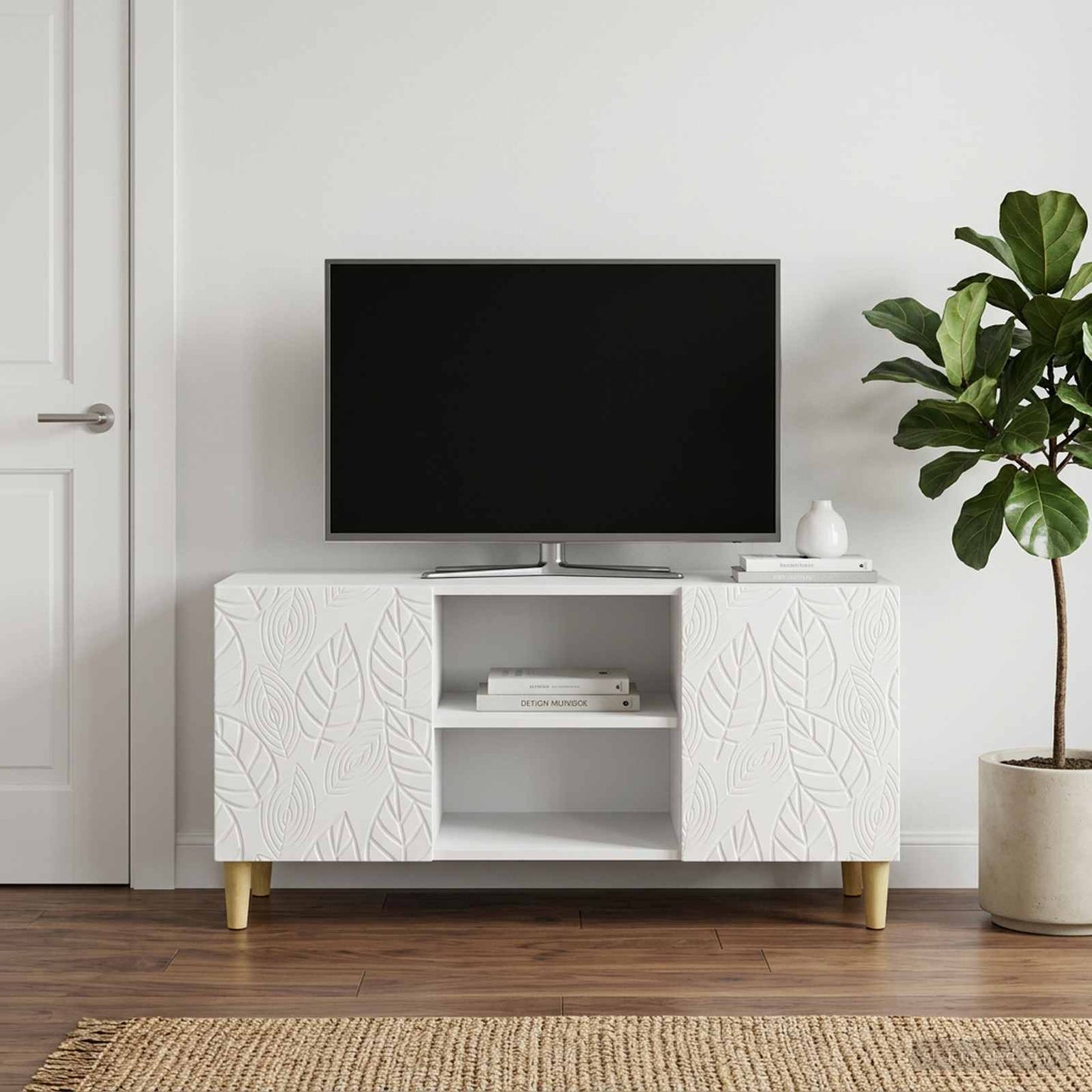 vidaXL Ντουλάπι TV 102 x 34,5 x 50 εκ. Γυαλιστερό Λευκό