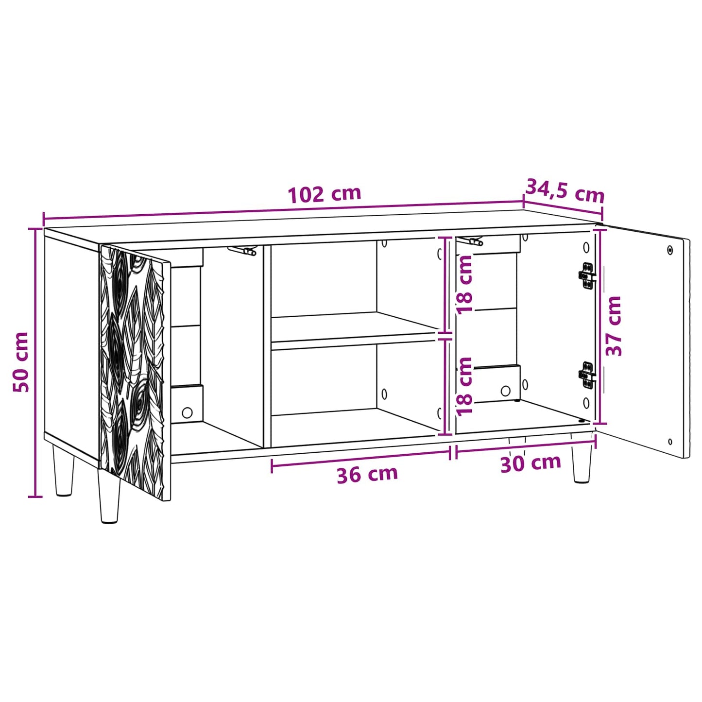 vidaXL Ντουλάπι TV 102 x 34,5 x 50 εκ. Παλαιωμένο ξύλο