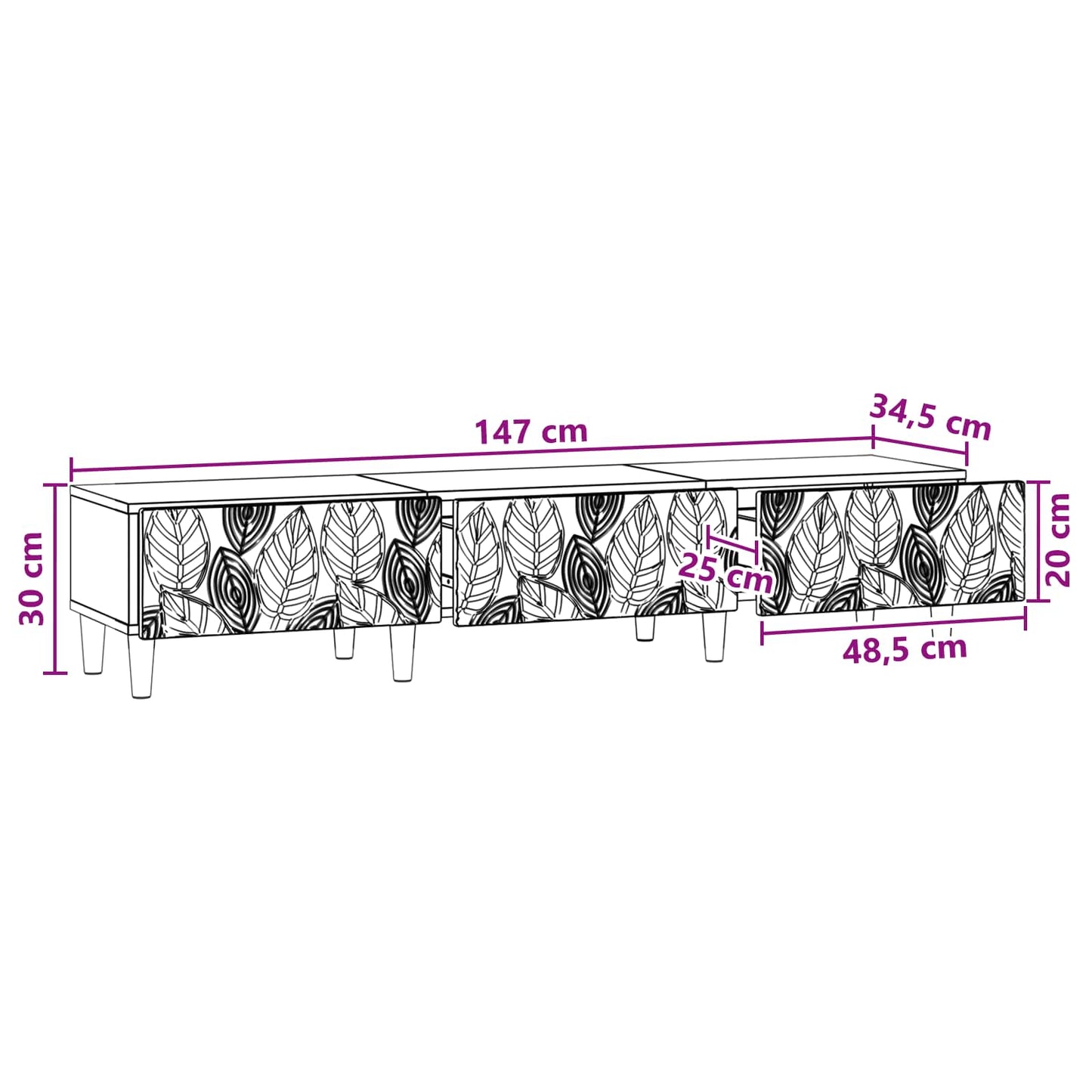 vidaXL Ντουλάπι TV 147 x 34,5 x 30 εκ Artisan Δρυς Επεξεργασμένο Ξύλο