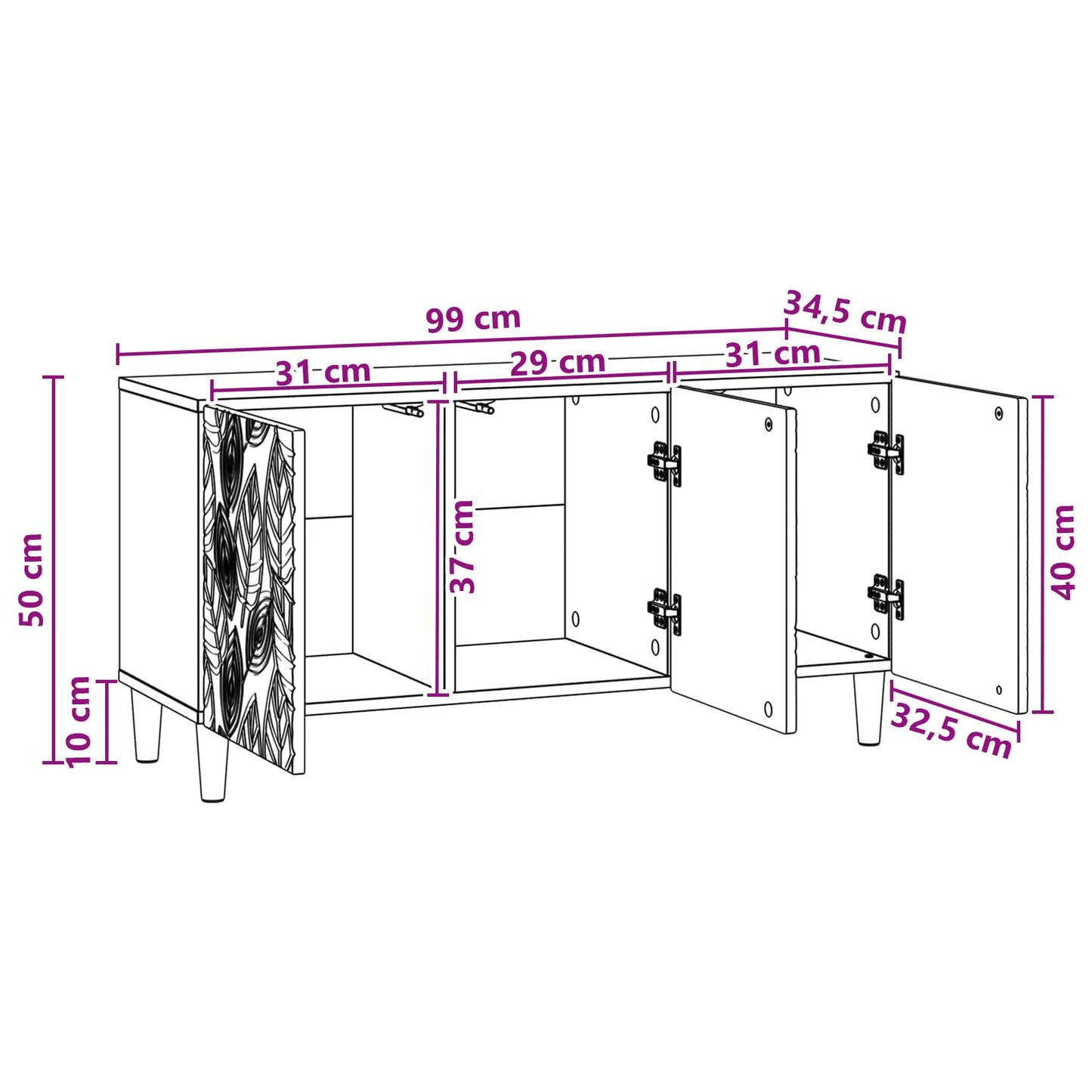 vidaXL Ντουλάπι TV 99 x 34,5 x 50 εκ. Sonoma Δρυς Επεξεργασμένο Ξύλο