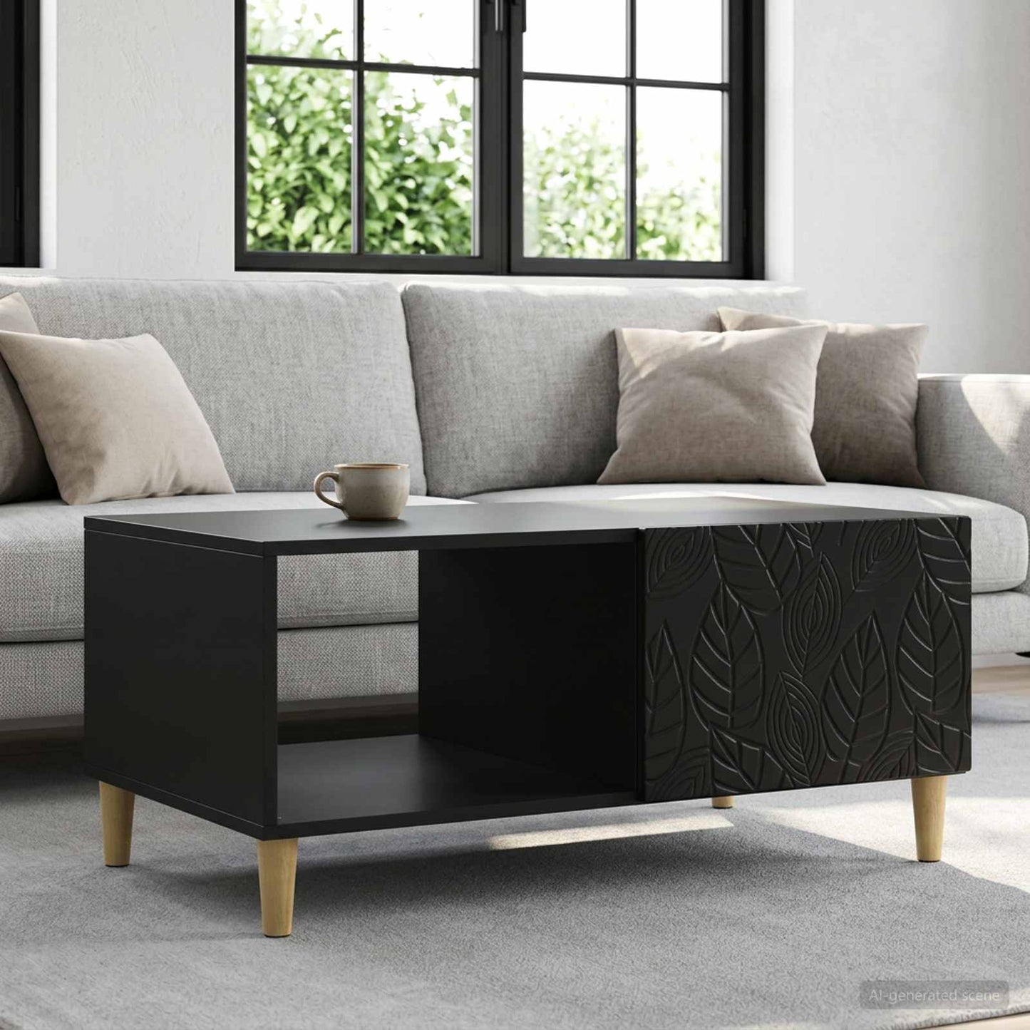 vidaXL Τραπεζάκι σαλονιού Μαύρο 90 x 50 x 40 cm Επεξεργασμένο Ξύλο